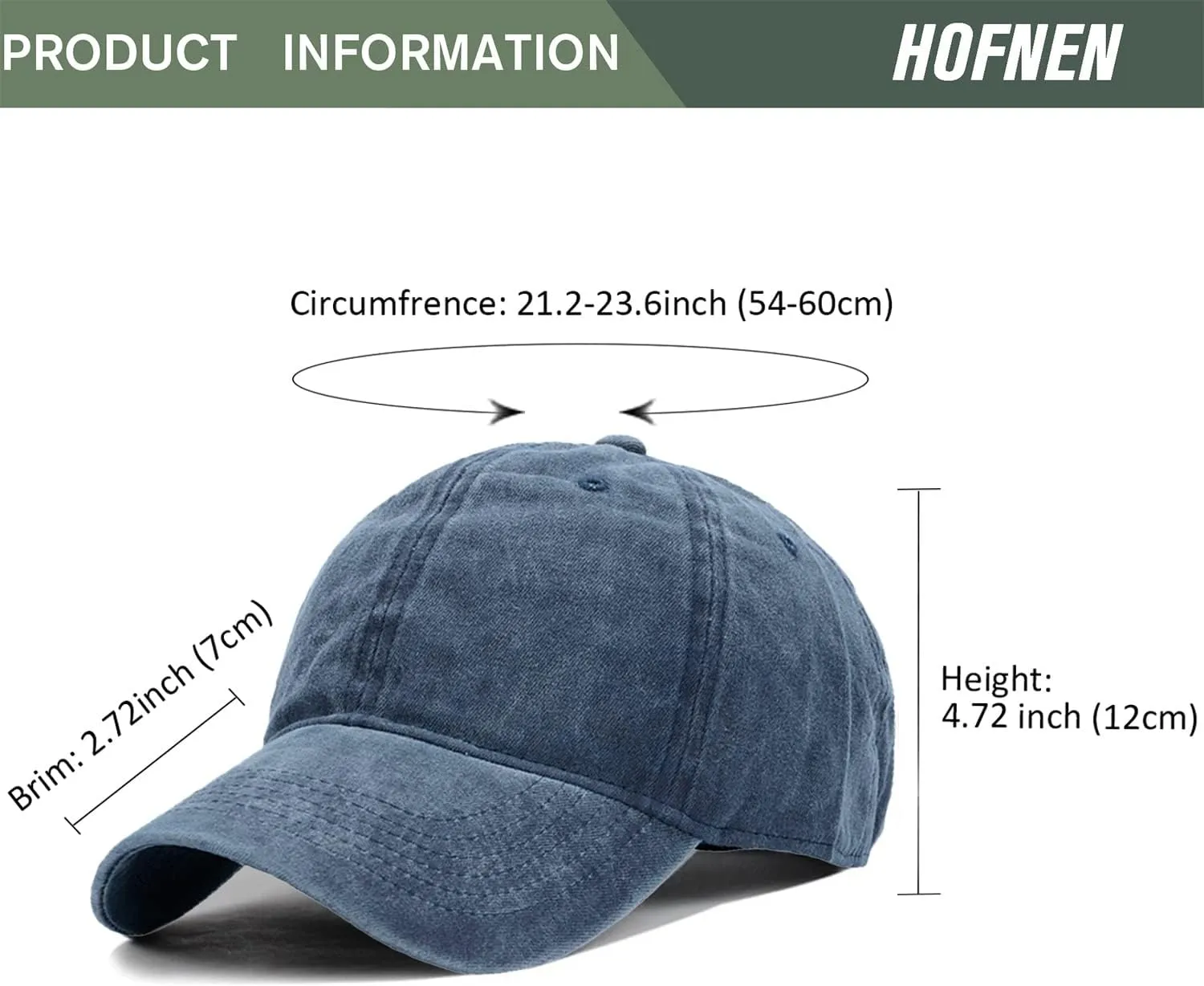 HH HOFNEN Men Women Washed Distressed Twill Cotton Baseball Cap Vintage Adjustable Dad Hat