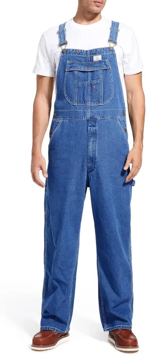 HISEA Men's Denim Bib Overall, Mens Relaxed Fit Overall Midweight Workwear with Adjustable Straps and Convenient Tool Pockets