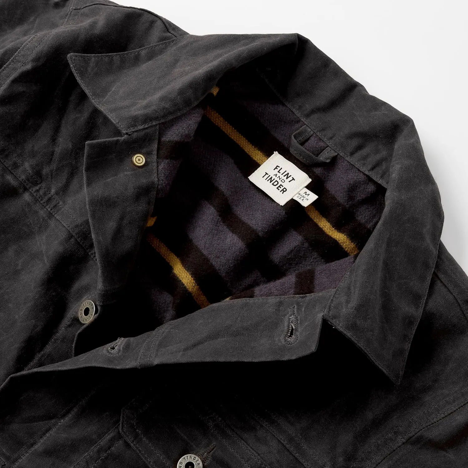 Huckberry Flint and Tinder Men's Flannel-Lined Waxed Trucker Jacket, Water & Weather Resistant Mens Jacket