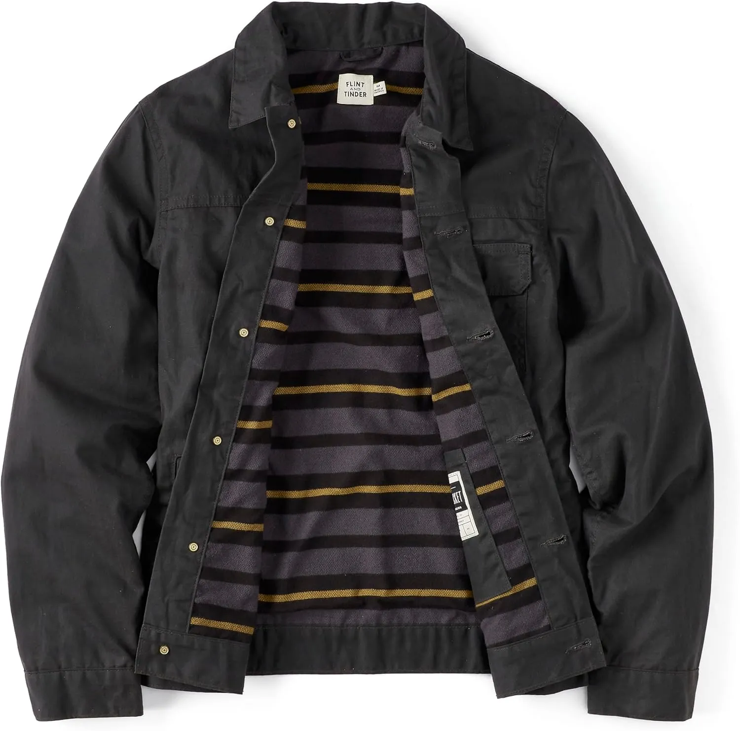 Huckberry Flint and Tinder Men's Flannel-Lined Waxed Trucker Jacket, Water & Weather Resistant Mens Jacket