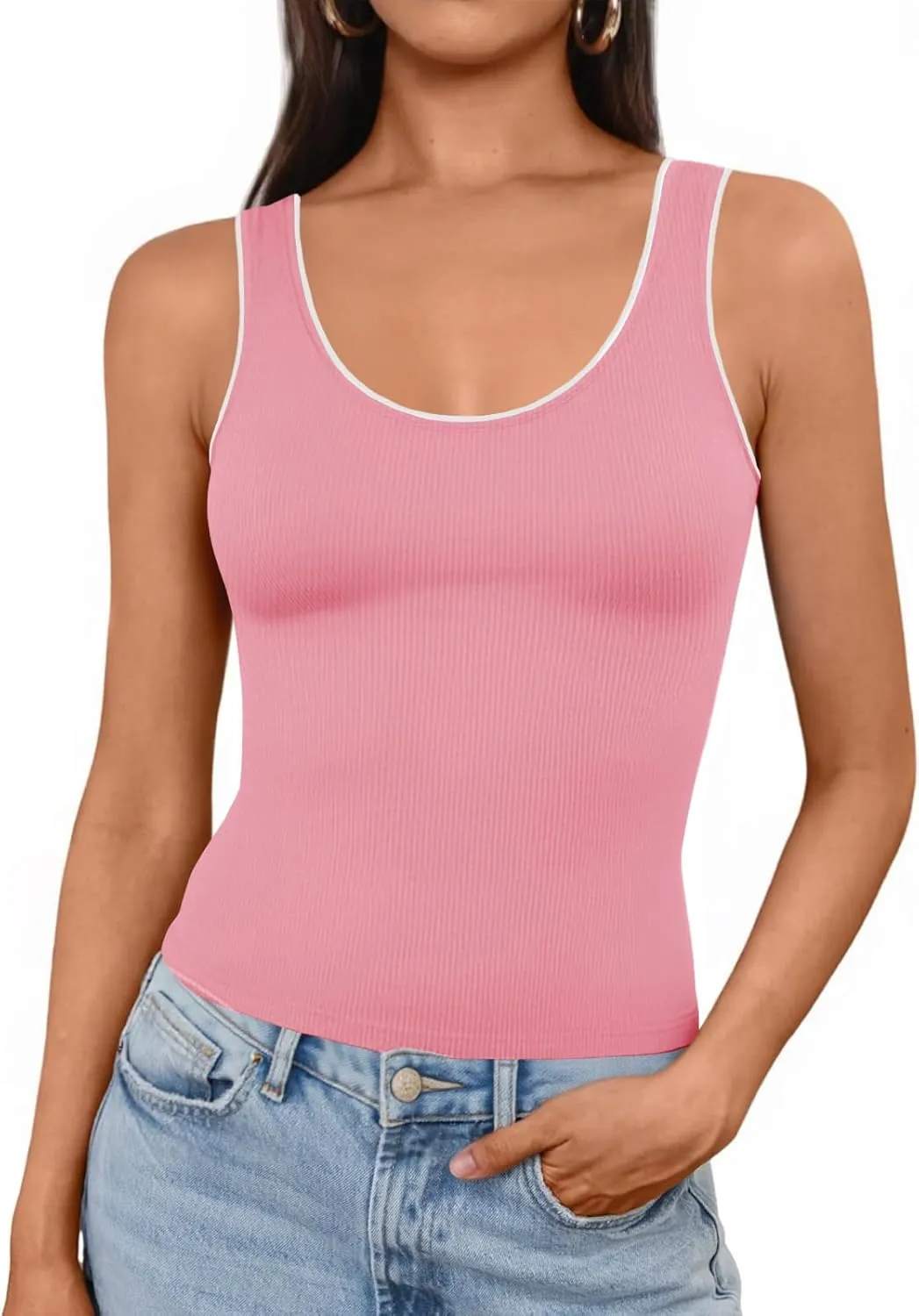 Imily Bela Womens Summer Tank Tops Casual Scoop Neck Sleeveless Slim Sexy Going Out Shirts