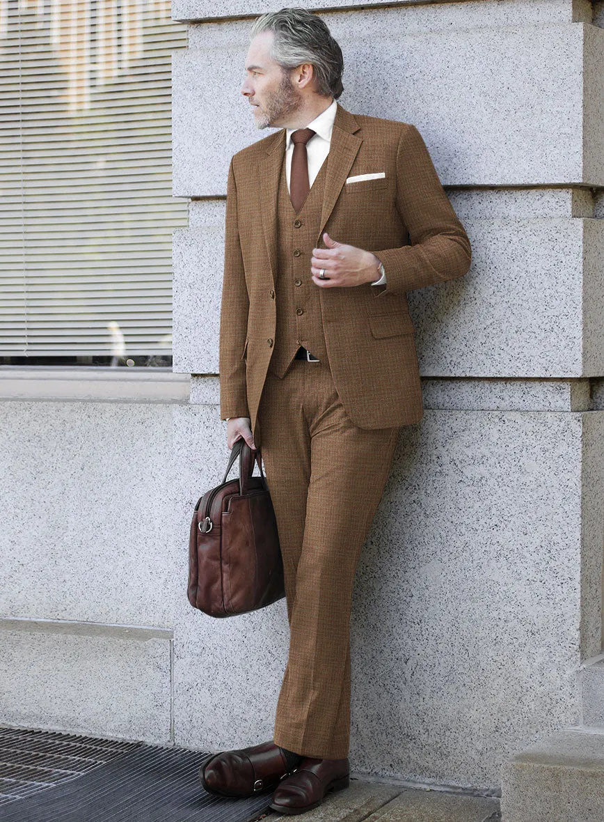 Italian Murano Karilo Brown Wool Linen Silk Suit