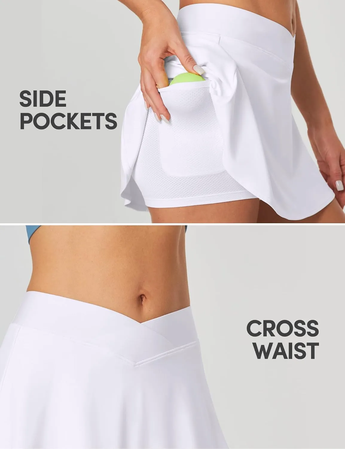 IUGA Athletic Skorts for Women Tennis Skirt with Pockets Cross Waist Athletic Skirt for Golf Pickleball