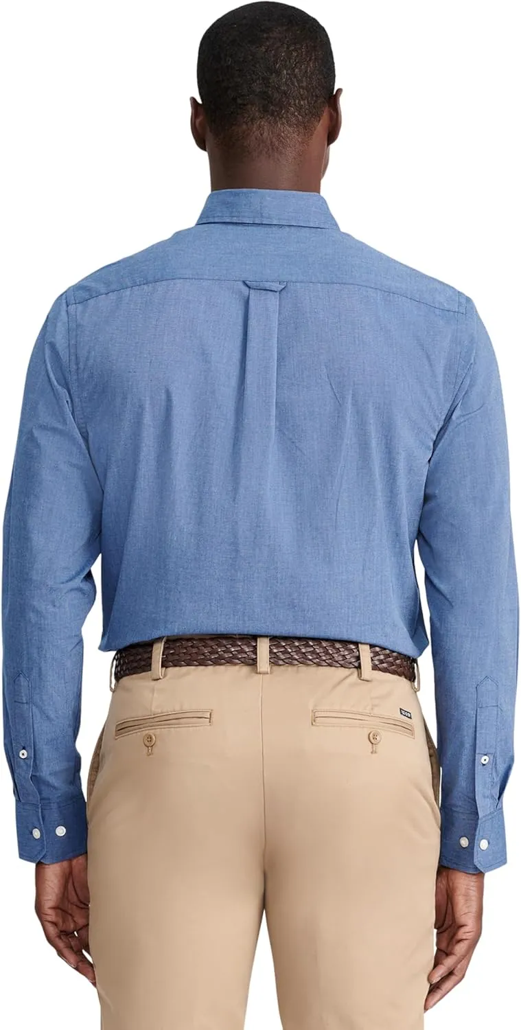 IZOD Men's Button Down Long Sleeve Stretch Performance Solid Shirt