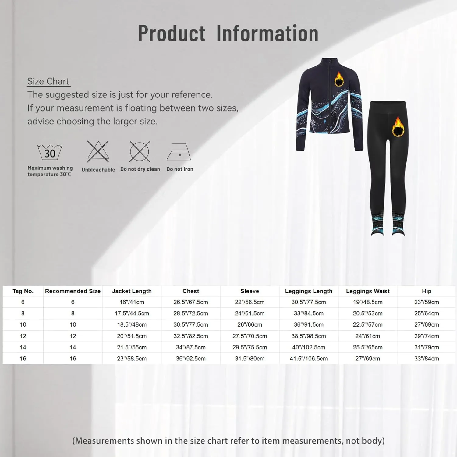 JEATHA Kids Girls Full Zip Fleece Jacket with Printed Athletic Leggings Pants Printed Figure Skating Training Outfits