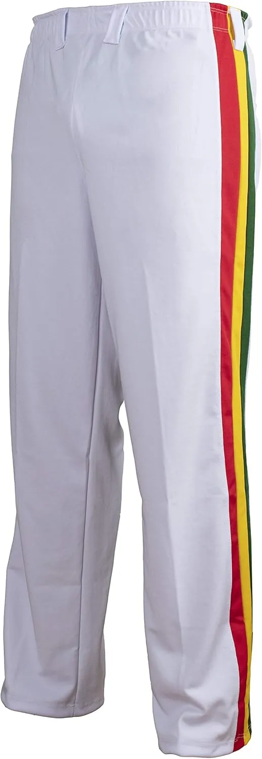 JL Sport Authentic Brazilian Capoeira Martial Arts Pants - Unisex (White with Stripes)