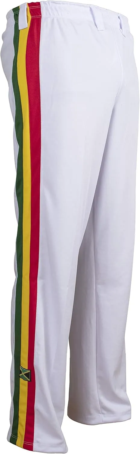 JL Sport Authentic Brazilian Capoeira Martial Arts Pants - Unisex (White with Stripes)