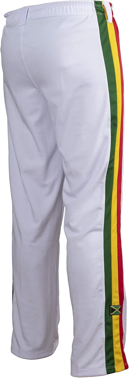 JL Sport Authentic Brazilian Capoeira Martial Arts Pants - Unisex (White with Stripes)