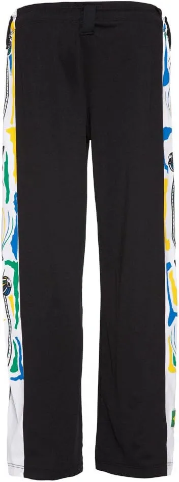 JL Sport Authentic Brazilian Capoeira Martial Arts Pants - Unisex/Children's (Black with Berimbau Print Along Leg)