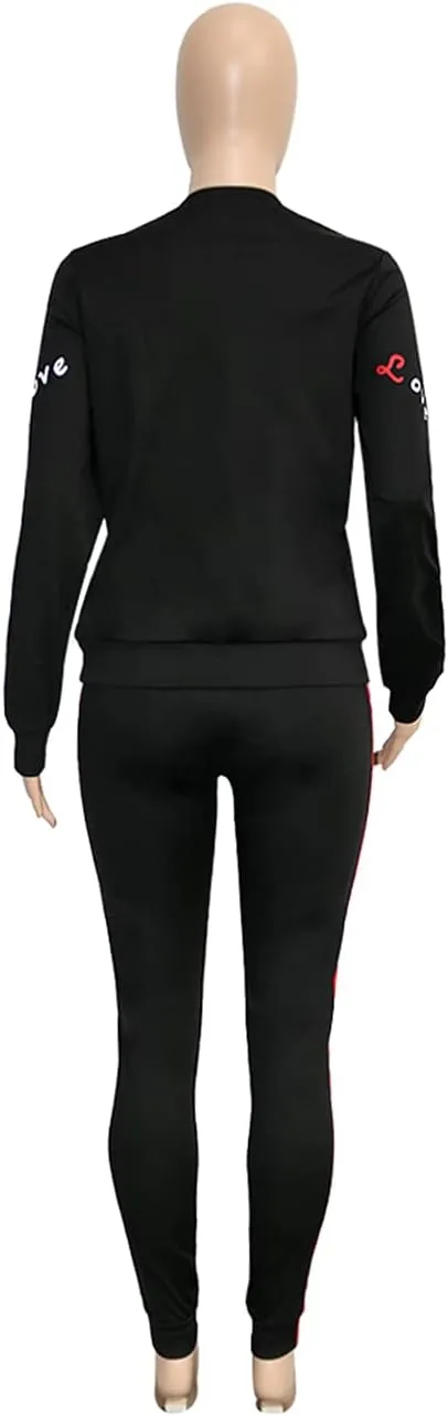 KANSOON Women Stripe Patchwork Two Piece Sweatsuit Round Neck Pullover and Skinny Long Pants Sets