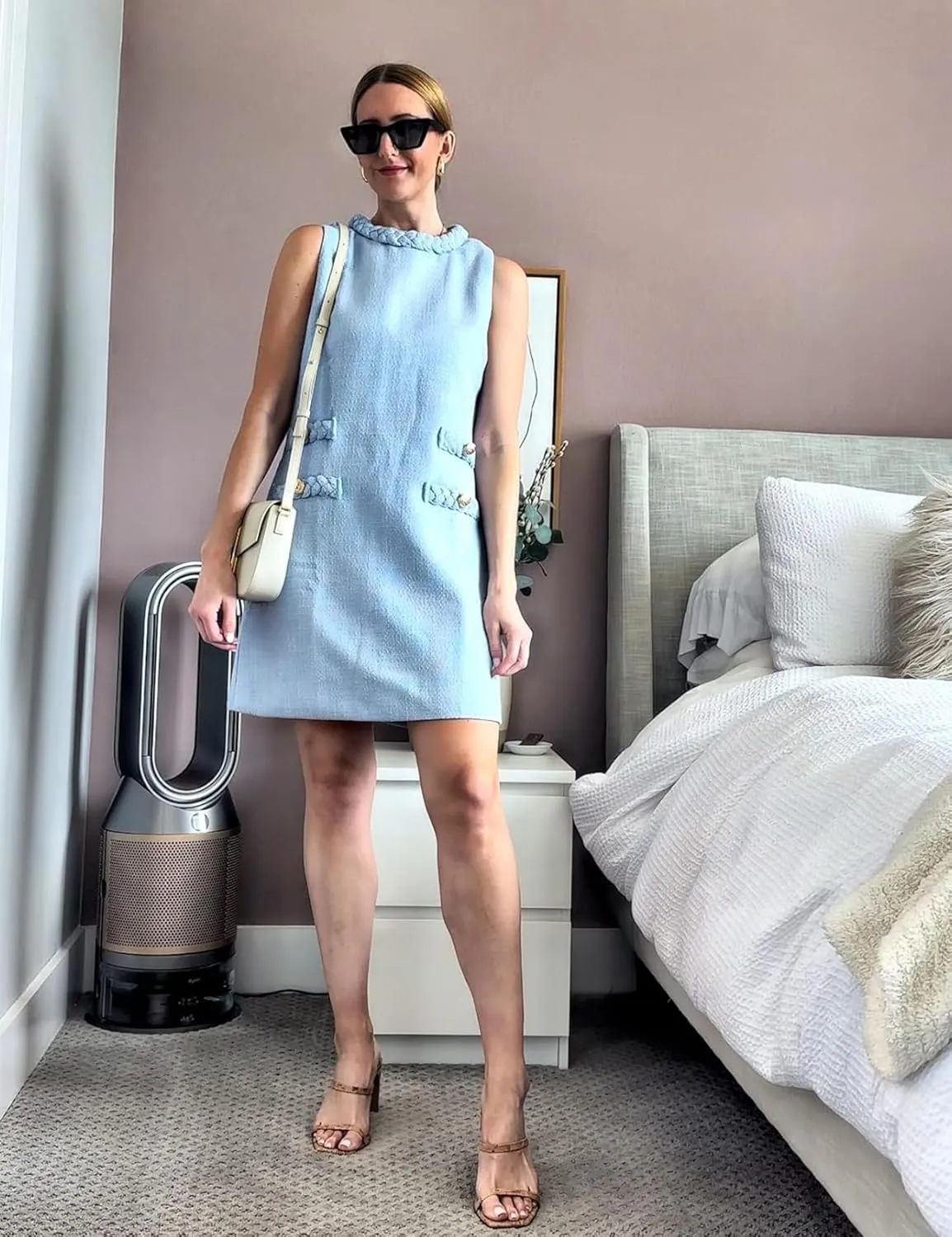 Kedera Women's Tweed Dress Summer Sleeveless Business Party Work A-line Mini Dress