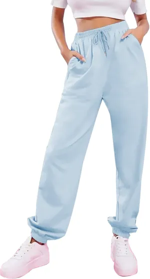 KEEVICI Women's Cute Cinch High Waist Hip Hop Dance Sport Sweatpants Pasetl Jogger Pants Baggy Trousers with Pocket