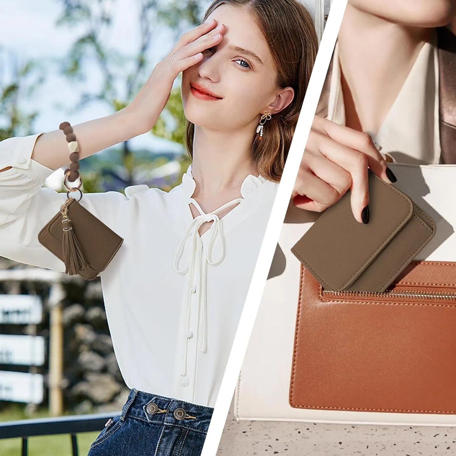 Keychain Wallet RFID Wristlet Wallets for Women,Small Wallets Woman Key Chain Wallet with Coin Pocket and Id Window
