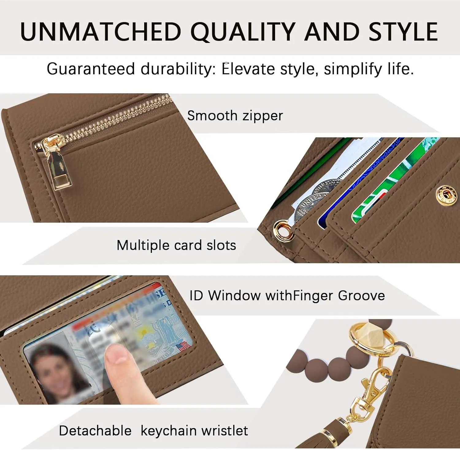 Keychain Wallet RFID Wristlet Wallets for Women,Small Wallets Woman Key Chain Wallet with Coin Pocket and Id Window