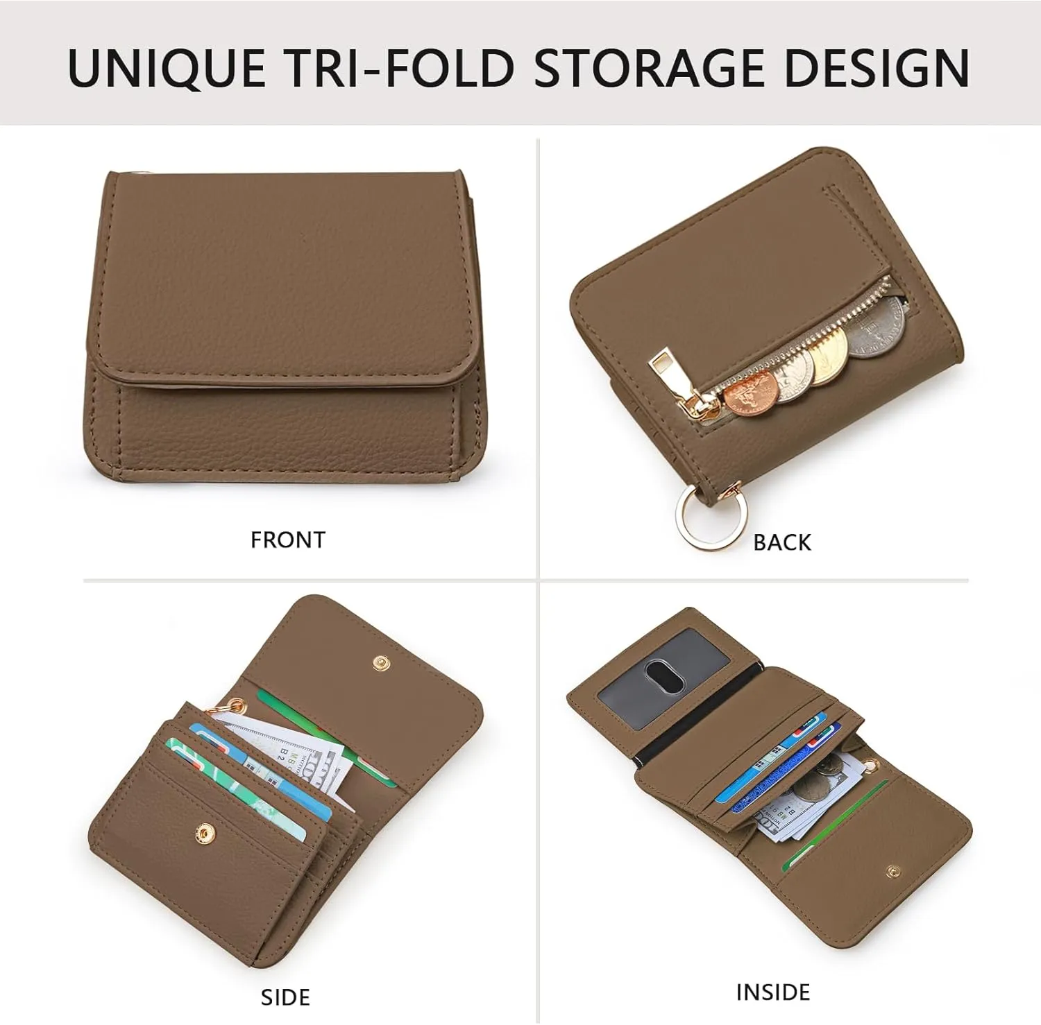Keychain Wallet RFID Wristlet Wallets for Women,Small Wallets Woman Key Chain Wallet with Coin Pocket and Id Window