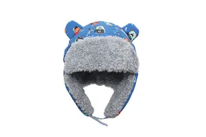 Kids & Baby Water Repellent Trapper Hat - Monsters (Blue)