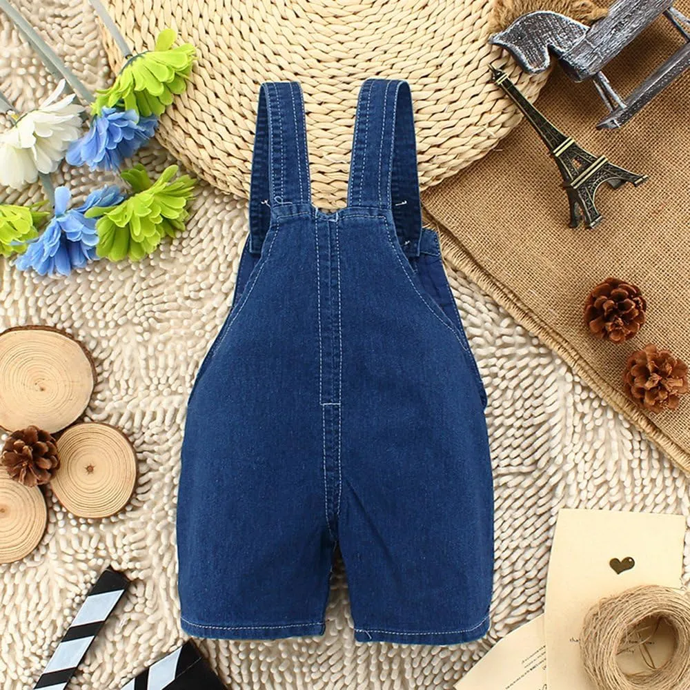 KIDSCOOL SPACE Baby Cute Summer Jean Overalls,Toddler Denim Cartoon 3D Animal Shortalls