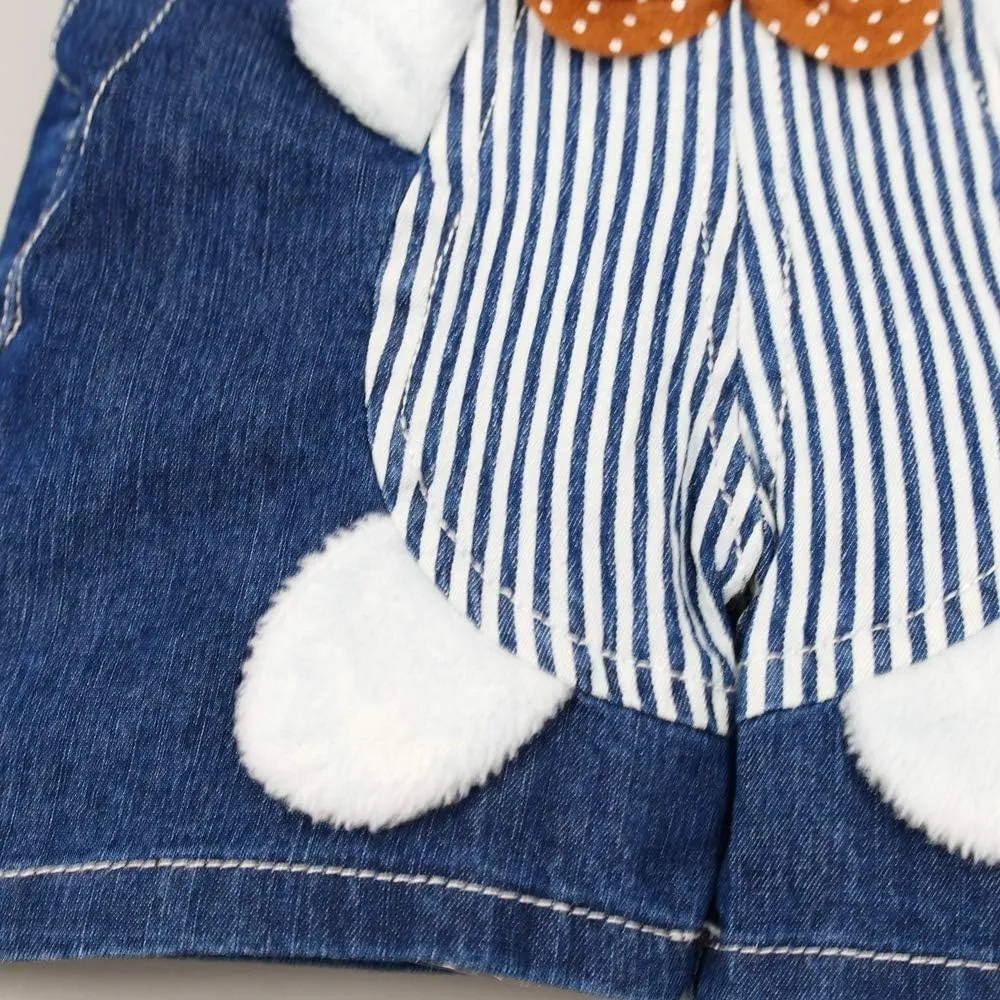 KIDSCOOL SPACE Baby Cute Summer Jean Overalls,Toddler Denim Cartoon 3D Animal Shortalls