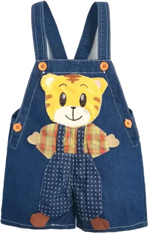 KIDSCOOL SPACE Baby Cute Summer Jean Overalls,Toddler Denim Cartoon 3D Animal Shortalls