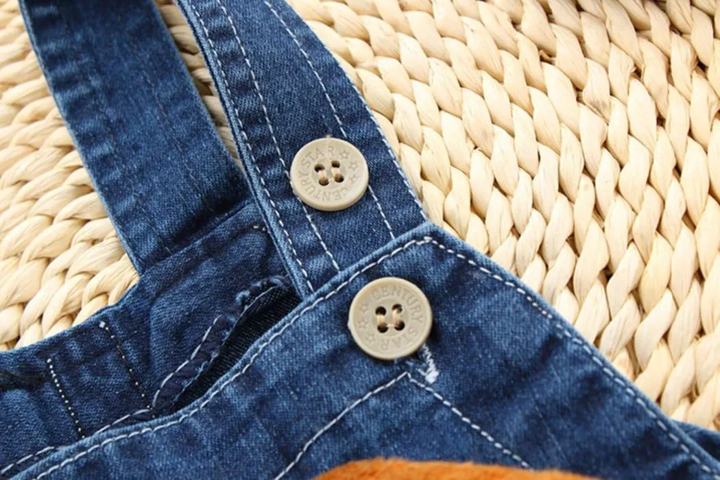 KIDSCOOL SPACE Baby Cute Summer Jean Overalls,Toddler Denim Cartoon 3D Animal Shortalls