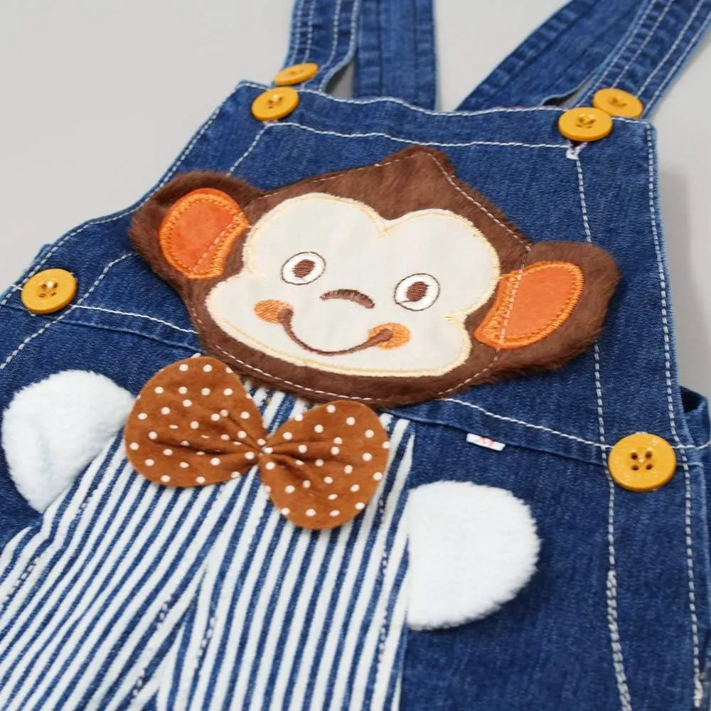 KIDSCOOL SPACE Baby Cute Summer Jean Overalls,Toddler Denim Cartoon 3D Animal Shortalls
