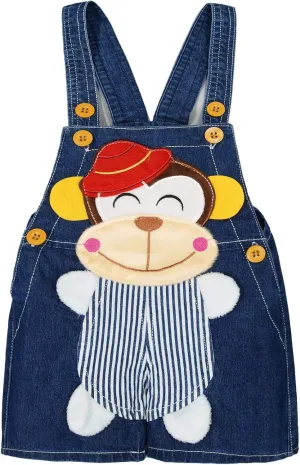 KIDSCOOL SPACE Baby Cute Summer Jean Overalls,Toddler Denim Cartoon 3D Animal Shortalls