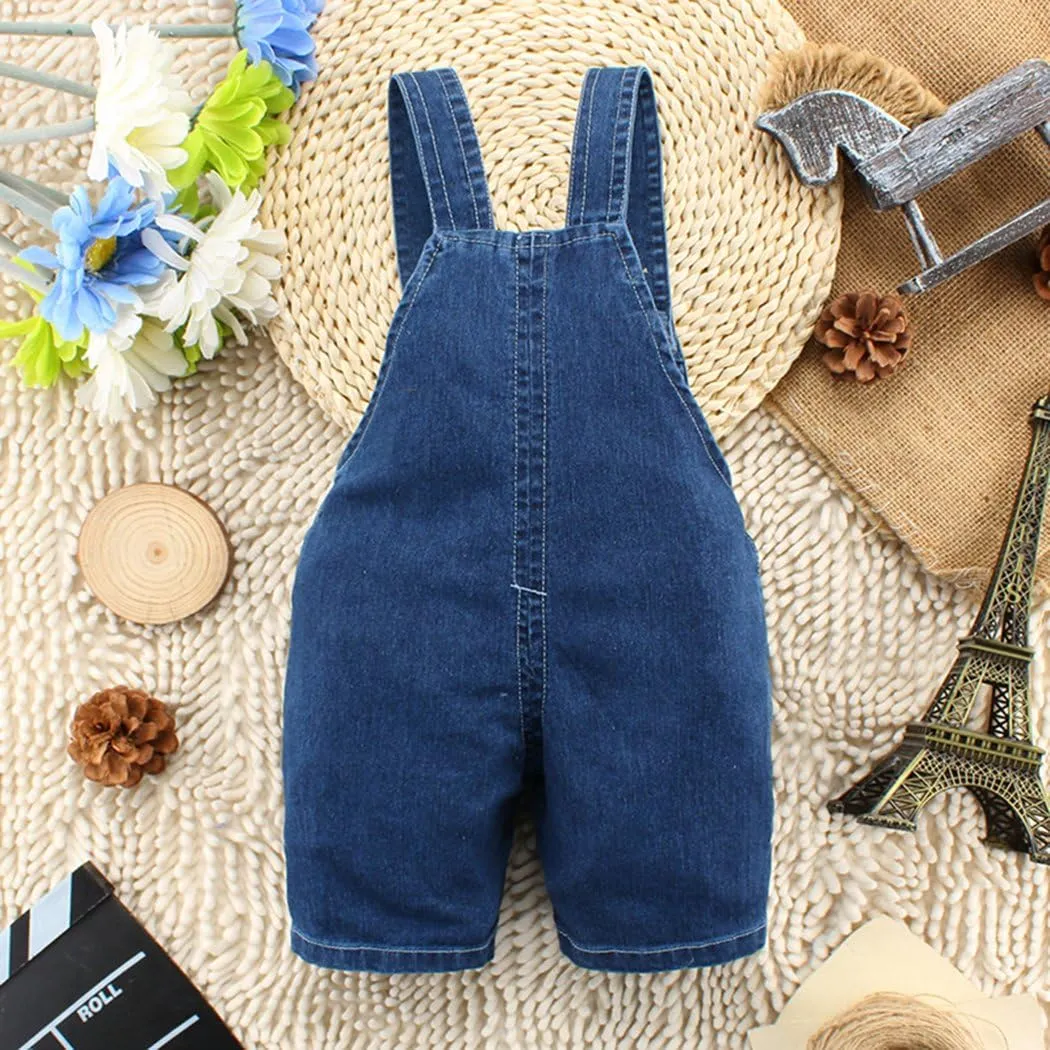 KIDSCOOL SPACE Baby Cute Summer Jean Overalls,Toddler Denim Cartoon 3D Animal Shortalls