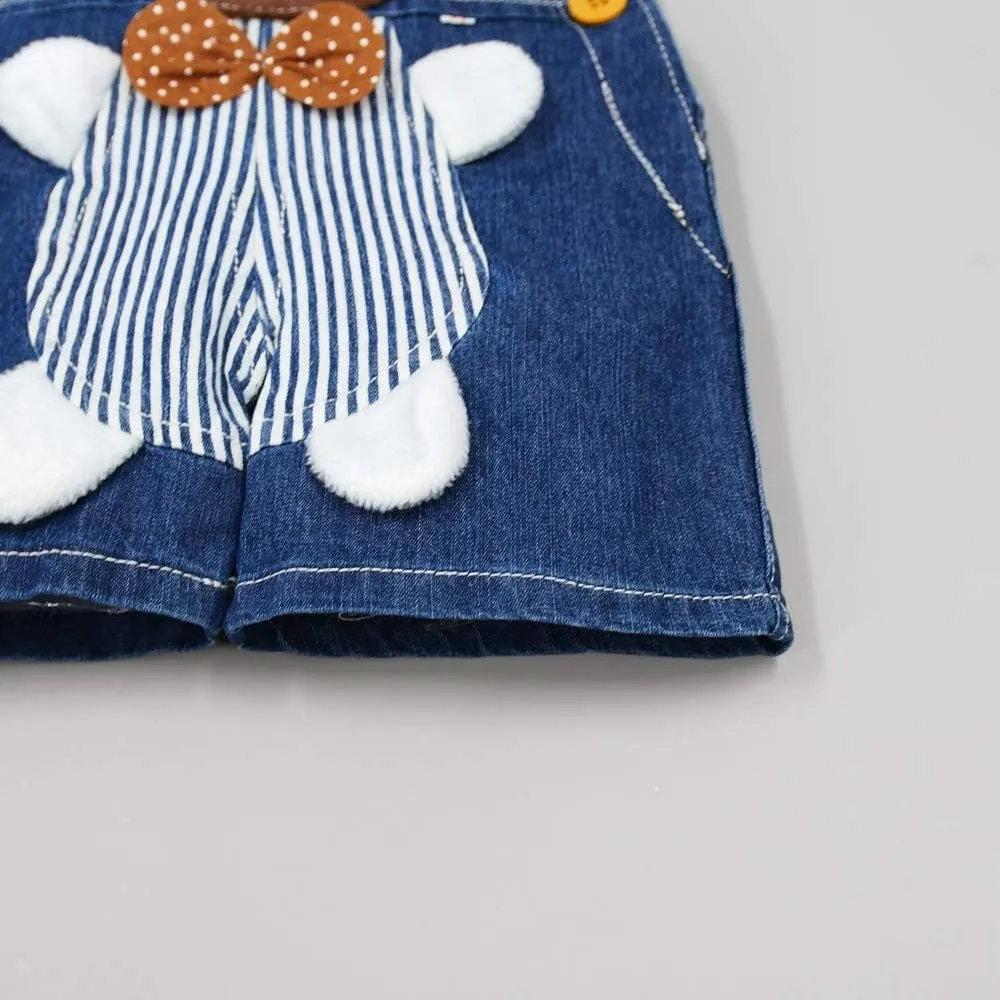 KIDSCOOL SPACE Baby Cute Summer Jean Overalls,Toddler Denim Cartoon 3D Animal Shortalls