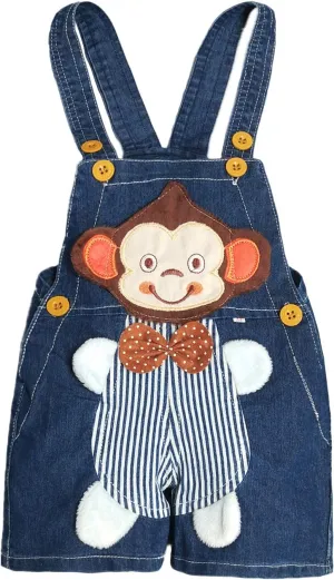 KIDSCOOL SPACE Baby Cute Summer Jean Overalls,Toddler Denim Cartoon 3D Animal Shortalls