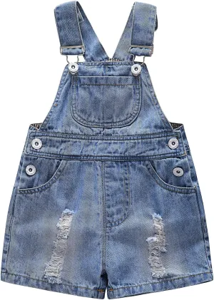 KIDSCOOL SPACE Baby Girl Boy Jean Overalls,Toddler Summer Denim Shortall