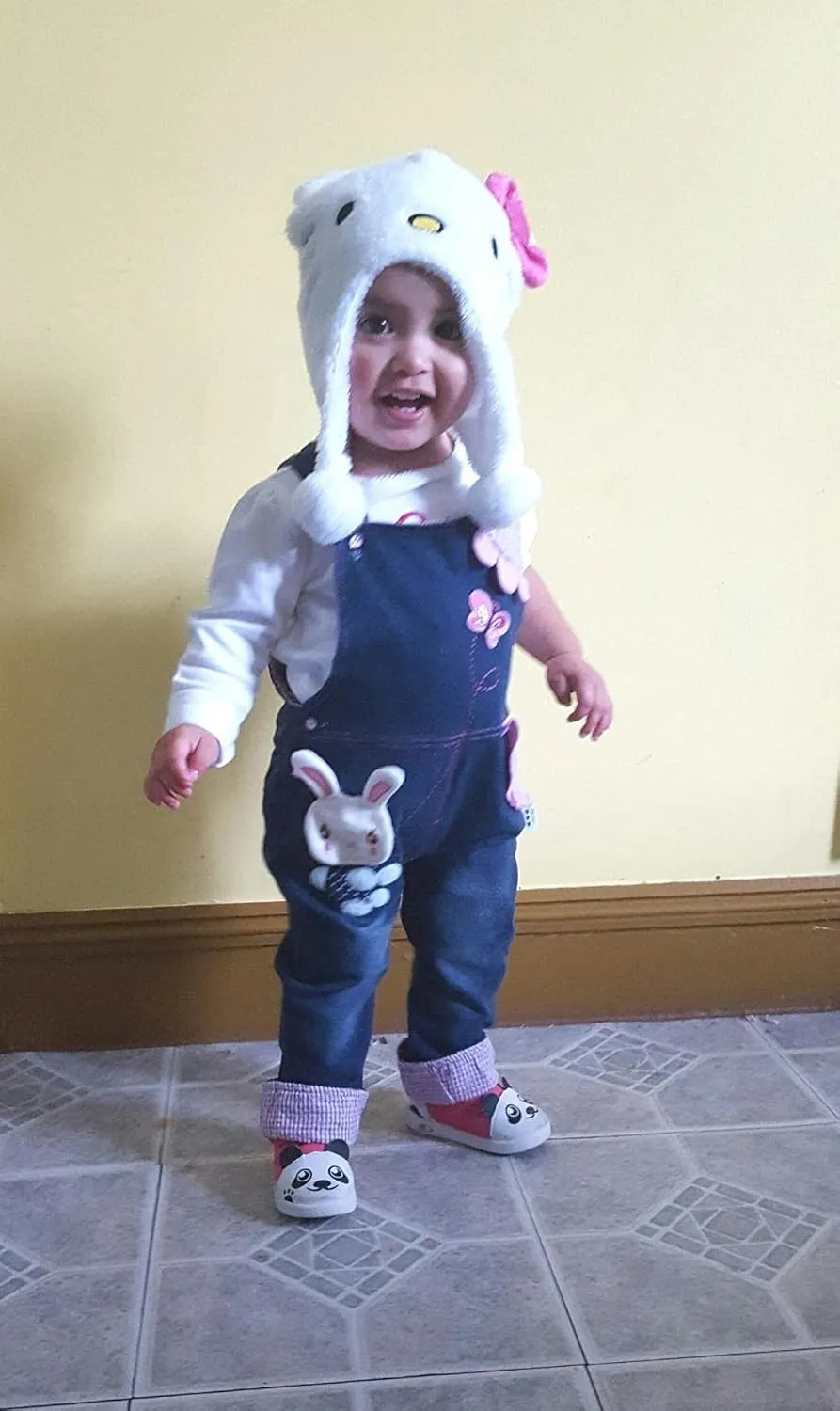 KIDSCOOL SPACE Baby Girl Jean Overalls,Toddler Denim Cute 3D Bunny Outfit