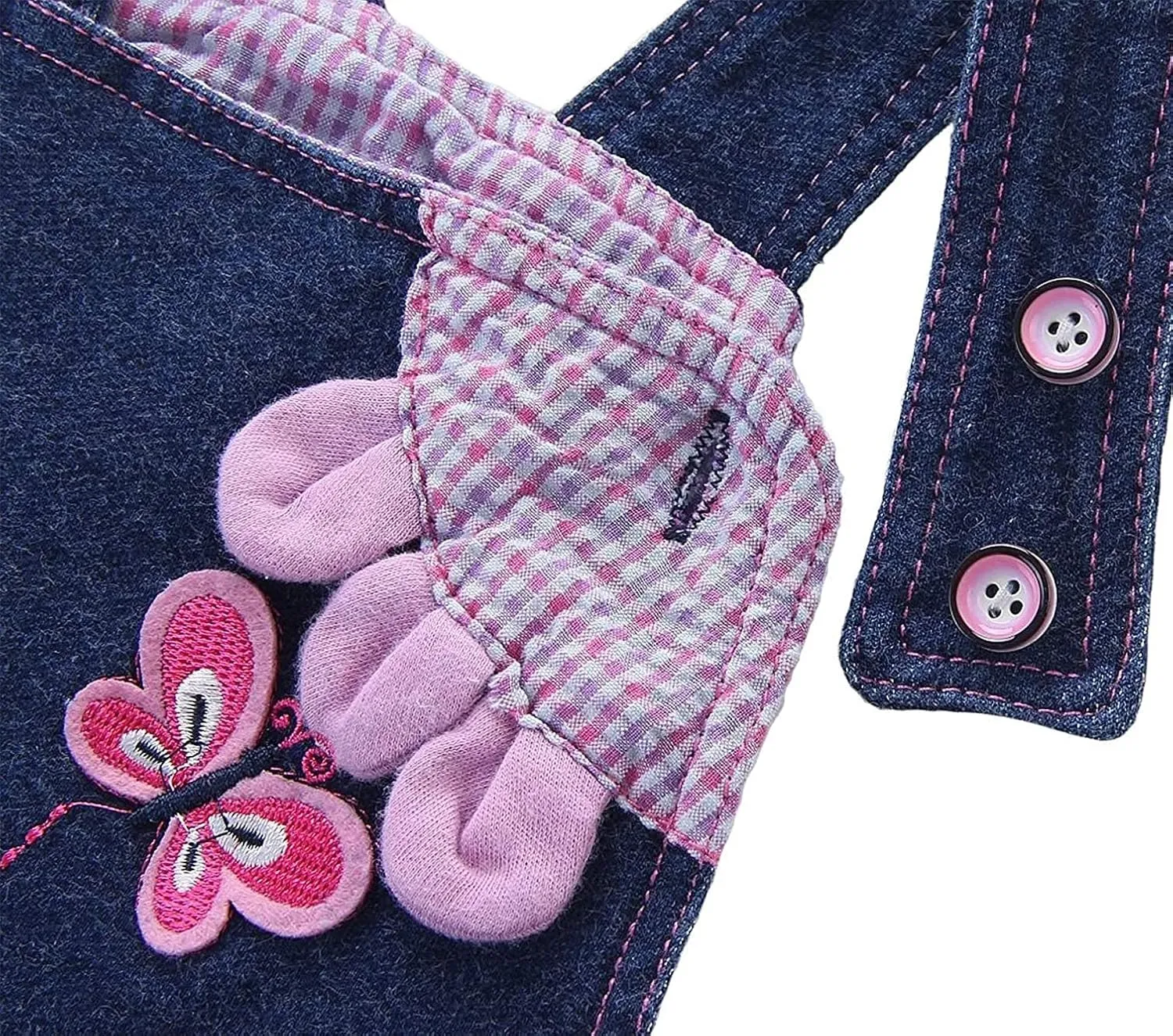KIDSCOOL SPACE Baby Girl Jean Overalls,Toddler Denim Cute 3D Bunny Outfit