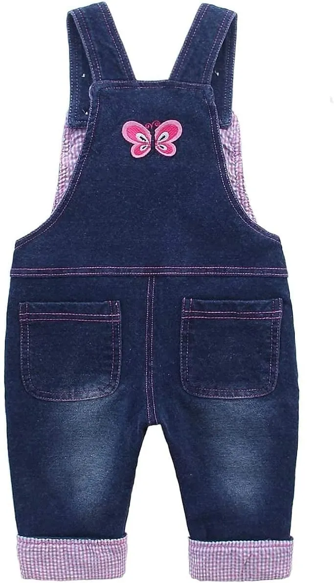 KIDSCOOL SPACE Baby Girl Jean Overalls,Toddler Denim Cute 3D Bunny Outfit