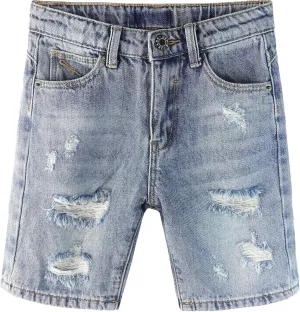 KIDSCOOL SPACE Baby Little Big Boys Denim Shorts,Elastic Waistband Inside Ripped Holes Jeans Summer Wear