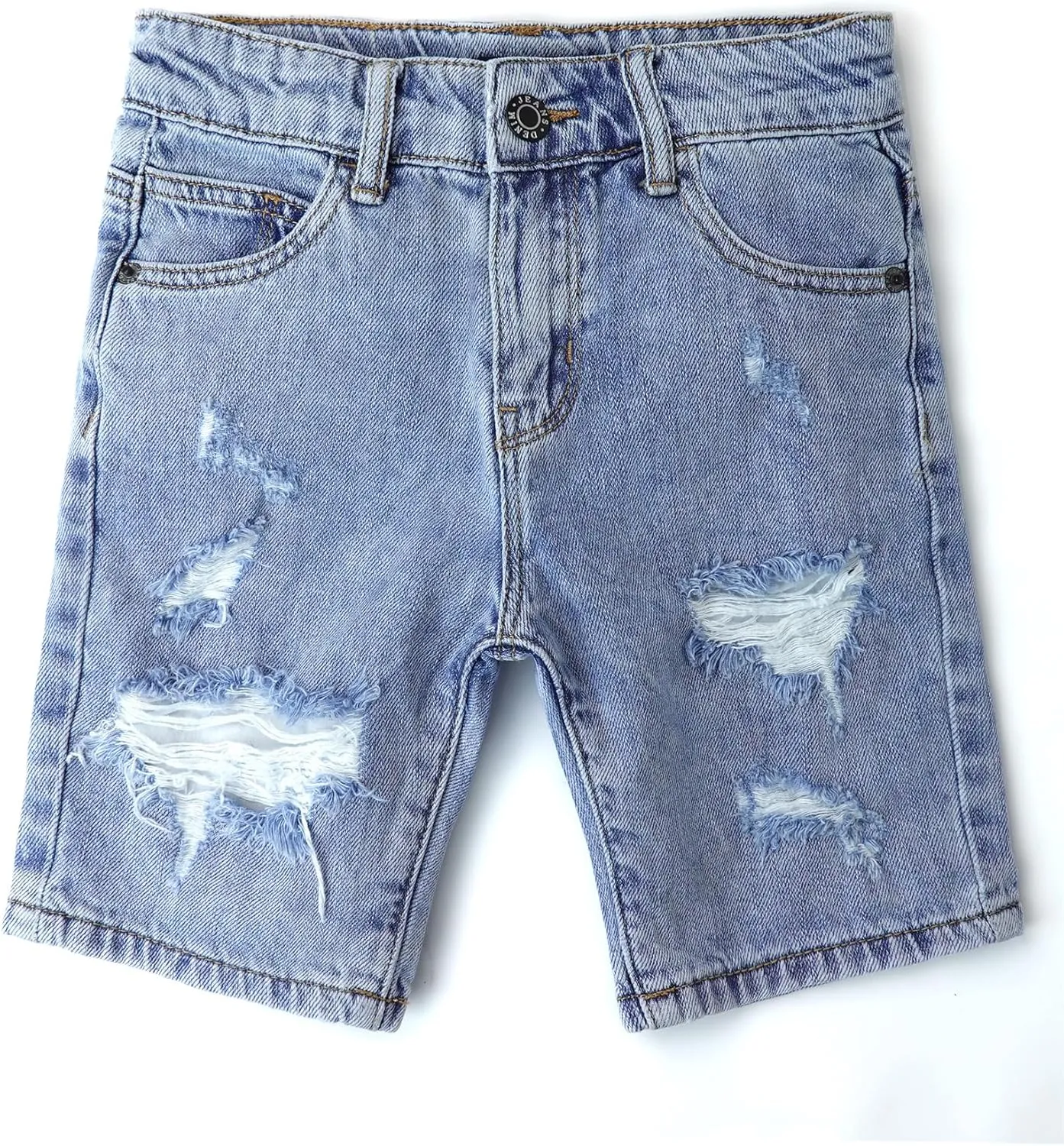 KIDSCOOL SPACE Baby Little Big Boys Denim Shorts,Elastic Waistband Inside Ripped Holes Jeans Summer Wear