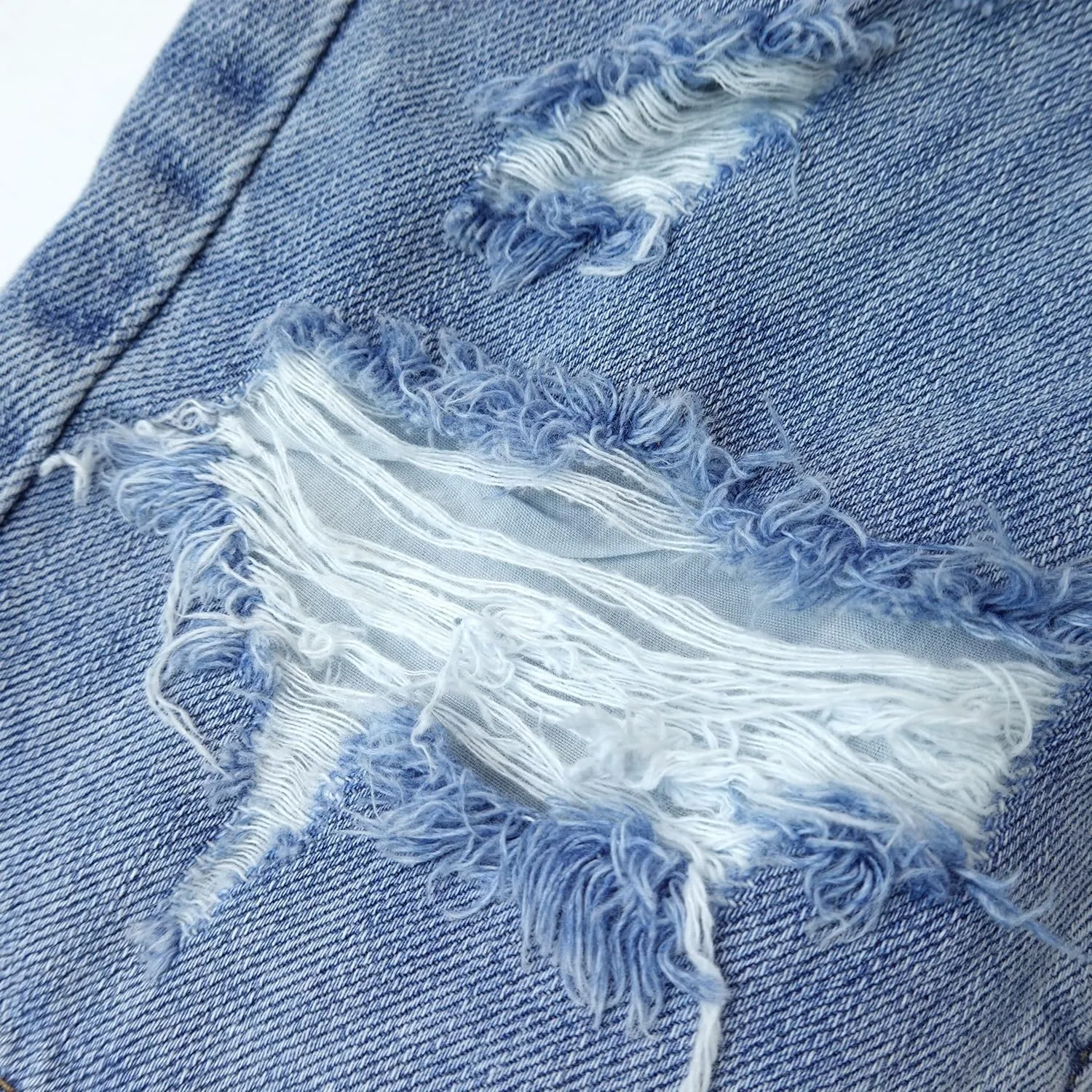 KIDSCOOL SPACE Baby Little Big Boys Denim Shorts,Elastic Waistband Inside Ripped Holes Jeans Summer Wear