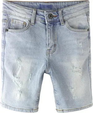 KIDSCOOL SPACE Baby Little Big Boys Denim Shorts,Elastic Waistband Inside Ripped Holes Jeans Summer Wear