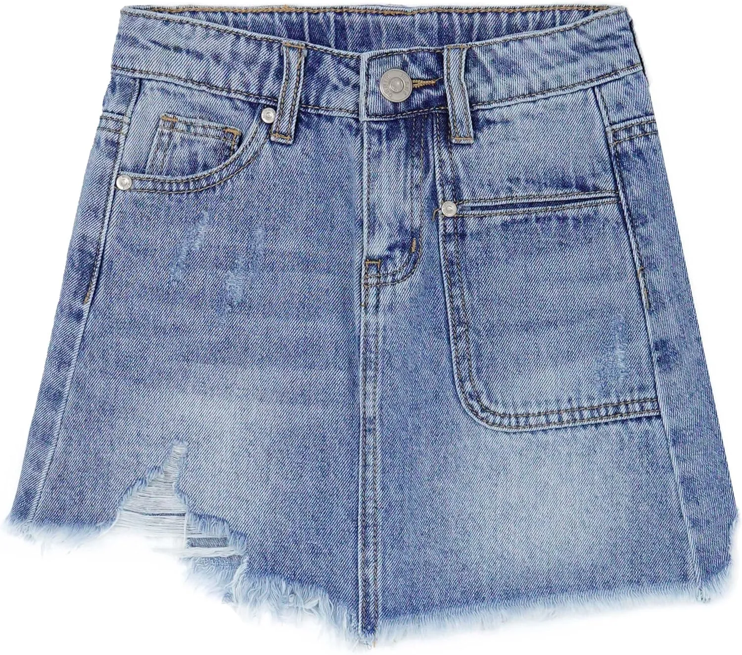 KIDSCOOL SPACE Baby Little Girls Skirt,Ripped Soft Strechy Denim Girls Summer Overalls Dress