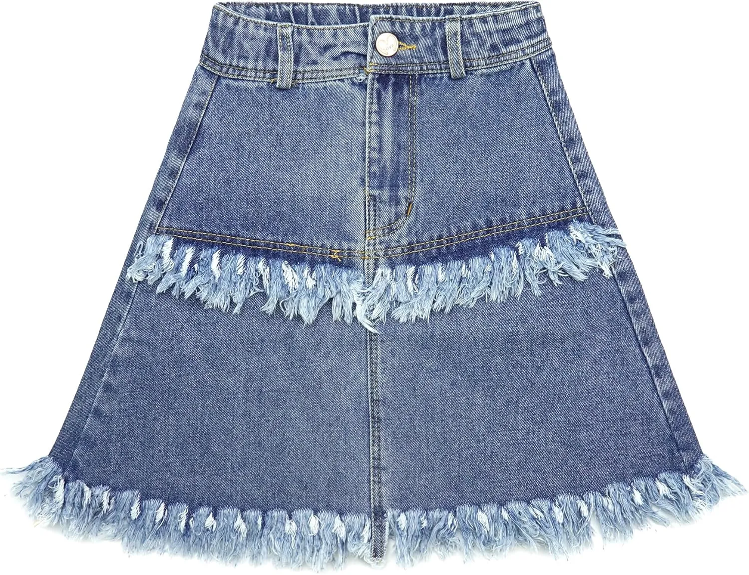 KIDSCOOL SPACE Baby Little Girls Skirt,Ripped Soft Strechy Denim Girls Summer Overalls Dress