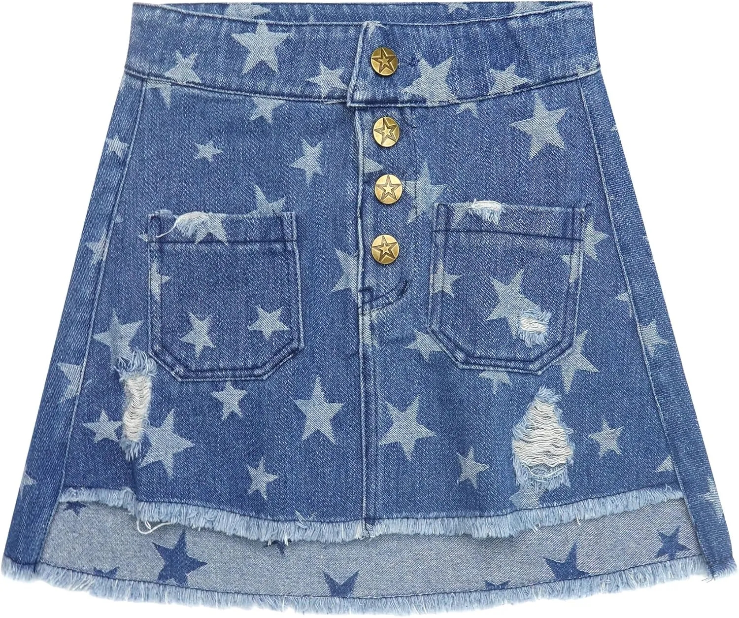 KIDSCOOL SPACE Baby Little Girls Skirt,Ripped Soft Strechy Denim Girls Summer Overalls Dress