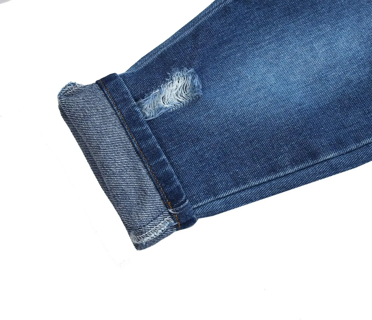 KIDSCOOL SPACE Baby Little Snap Leg/Crotch Mettal Buttons Reipped Denim Overalls