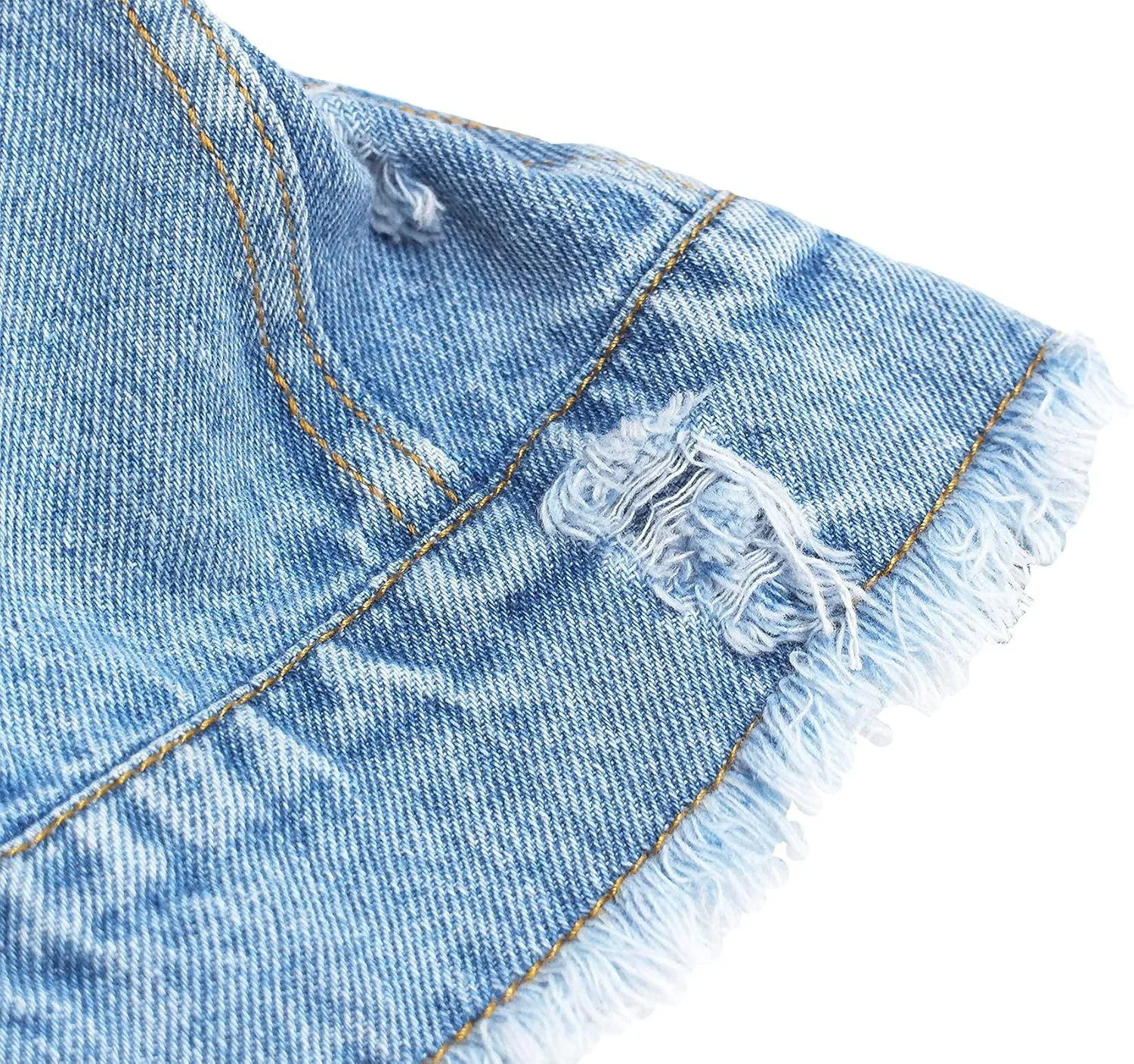 KIDSCOOL SPACE Girl Denim Vest, Round Collared Lace Sleeveless Jeans Tops
