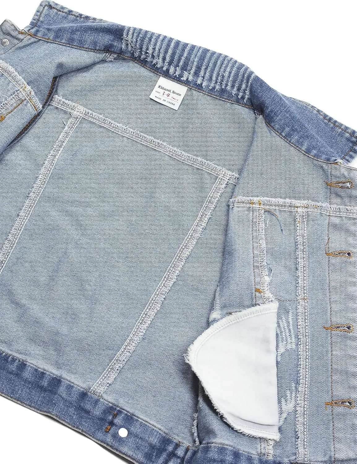 KIDSCOOL SPACE Girl Denim Vest, Round Collared Lace Sleeveless Jeans Tops
