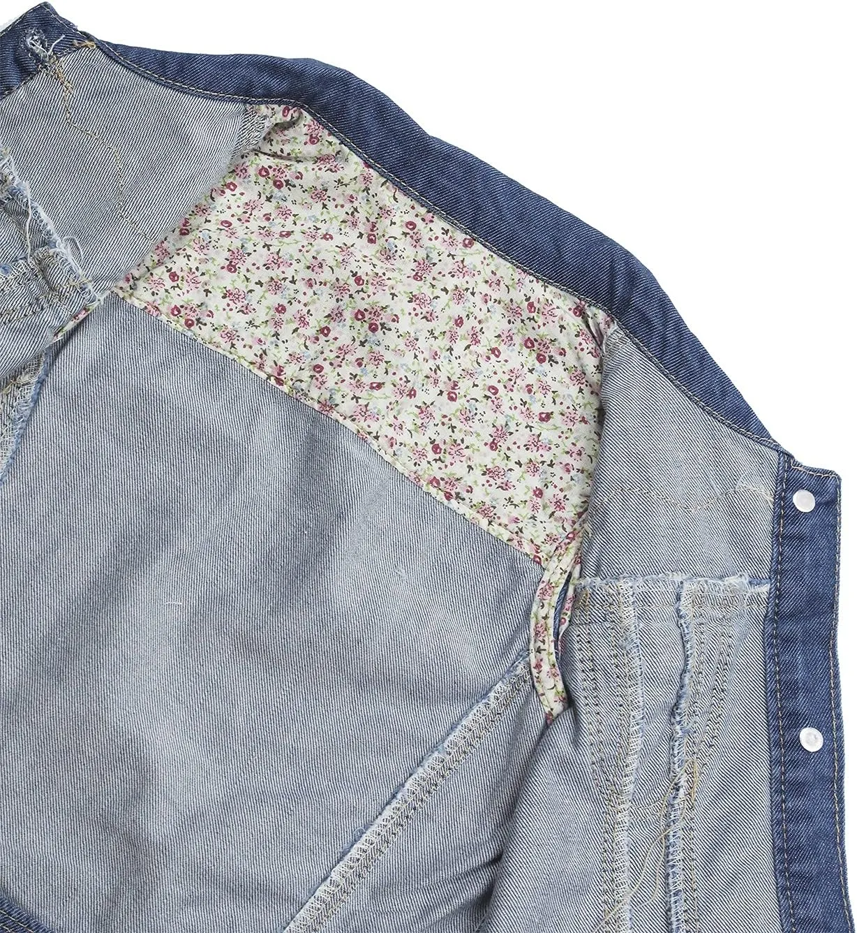 KIDSCOOL SPACE Girl Denim Vest, Round Collared Lace Sleeveless Jeans Tops