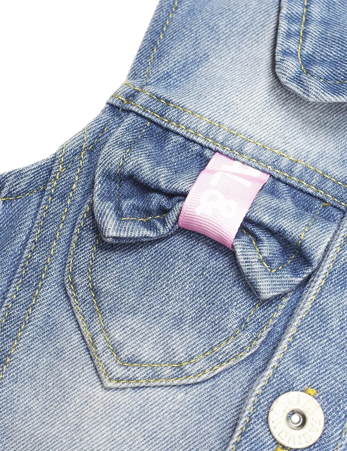 KIDSCOOL SPACE Girl Denim Vest, Round Collared Lace Sleeveless Jeans Tops