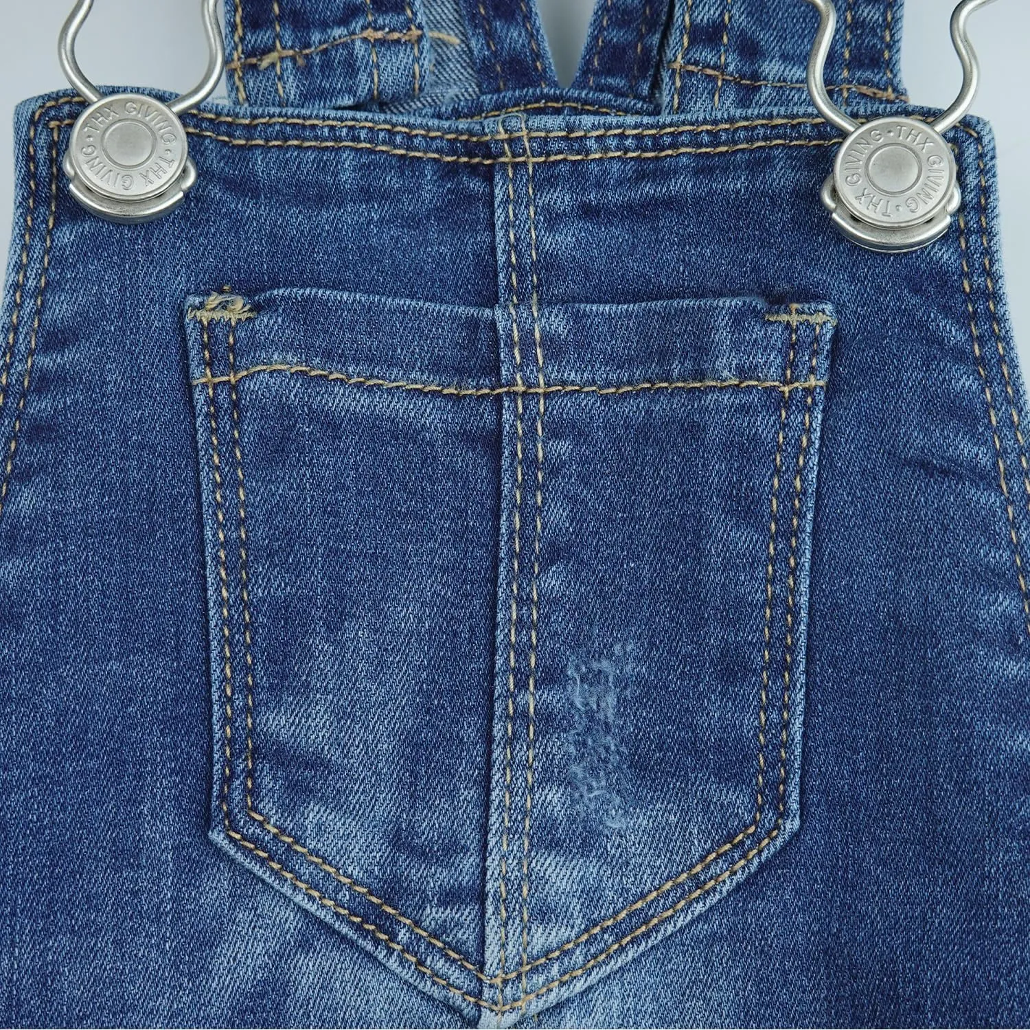 KIDSCOOL SPACE Girls Denim Overalls, Elastic Waistband Inside Washed Stretchy Jeans Jumpsuit