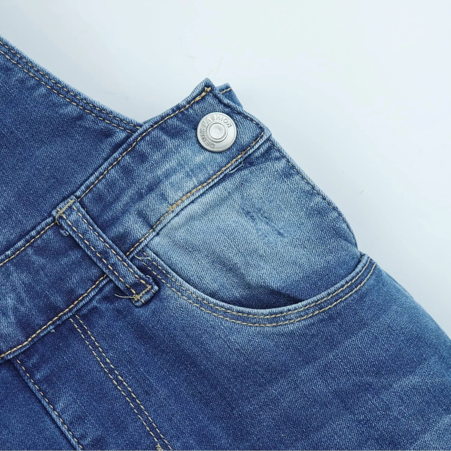 KIDSCOOL SPACE Girls Denim Overalls, Elastic Waistband Inside Washed Stretchy Jeans Jumpsuit
