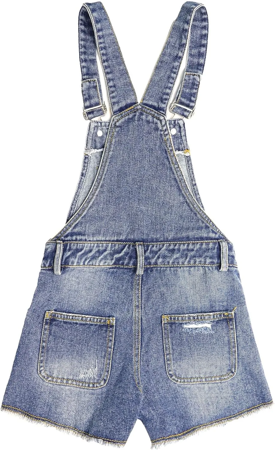 KIDSCOOL SPACE Girls Denim Shotalls,Damaged Fashion Raw Edge Hem Jeans Summer Shorts