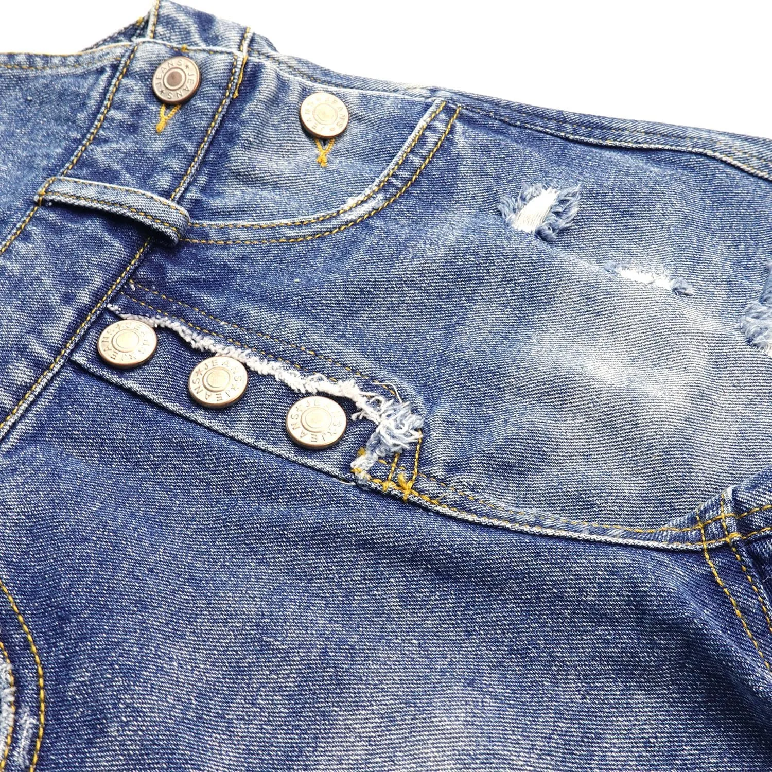 KIDSCOOL SPACE Girls Denim Shotalls,Damaged Fashion Raw Edge Hem Jeans Summer Shorts
