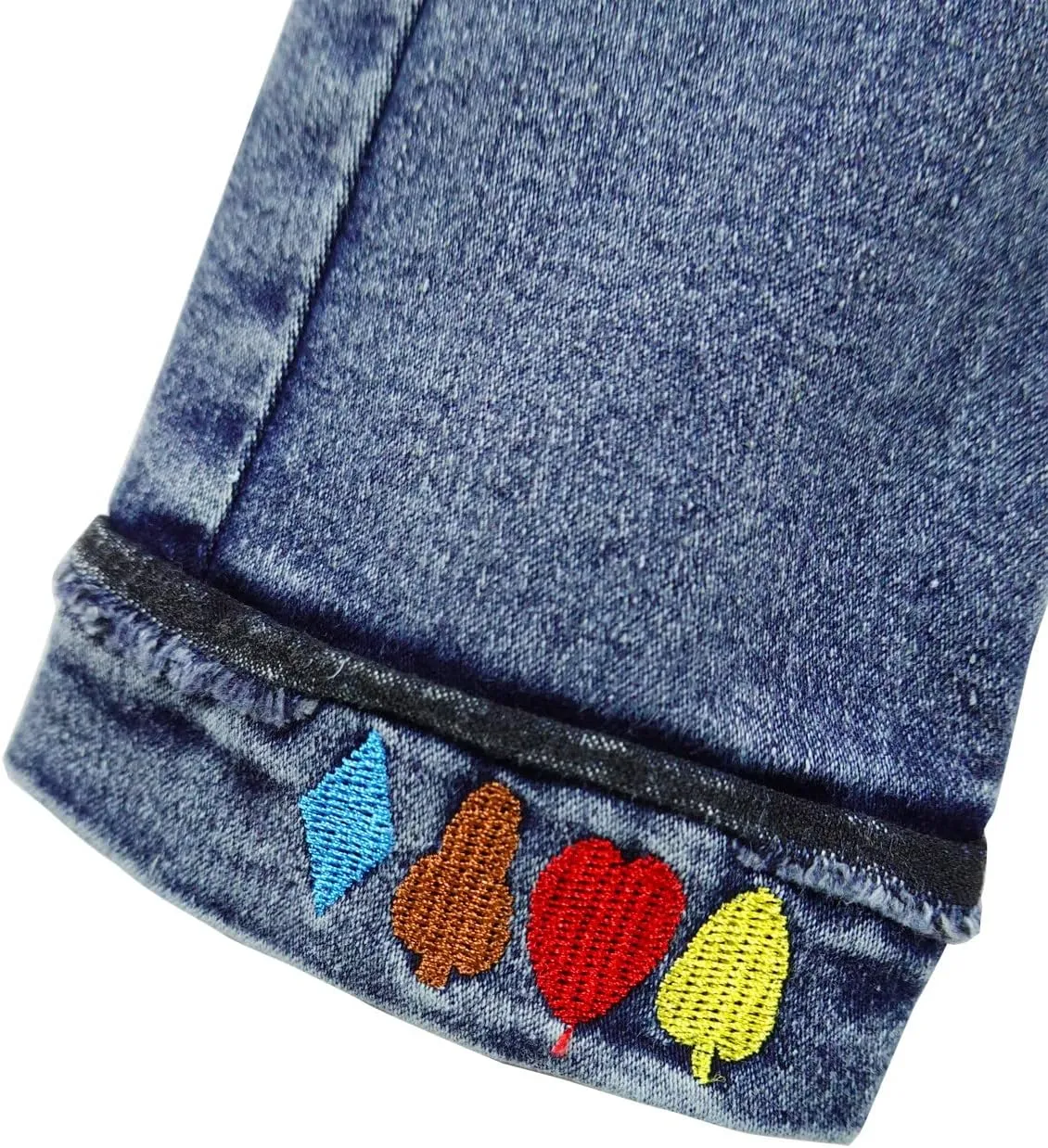 KIDSCOOL SPACE Girls Elastic Waist Slim Jeans,Ripped Fashion Simple Denim Pants
